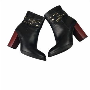 Firenze Aston black stud leather ankle boots